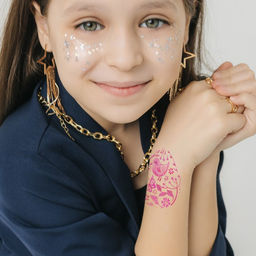 Цена за 3 шт. Переводная тату цветная Яйцо с розовыми узорами, временная татуировка, 10?10 см - Арт узор фото 3