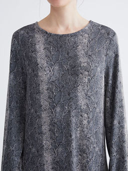 Bisiklet Yaka Desenli Elbise