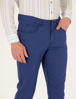 _ndigo Slim Fit Keten Kar___ml_ Kanvas Pantolon