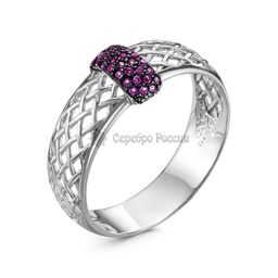 Кольцо из серебра с синтетическим рубином родированное