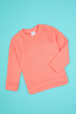 K_z _ocuk Neon Pembe Bisiklet Yaka Sweatshirt