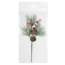 Blumentag VDF-124 Веточка заснеженная с ягодами и шишками 3 х 1 шт. 26 см 01