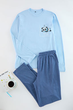 TRENDYOL MAN Haki Regular Fit Bask?l? Pijama Tak?m? TMNAW22PT0757 - Trendyolmilla фото 7