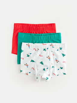 Beli Lastikli Bask?l? Erkek Bebek Boxer 3l?