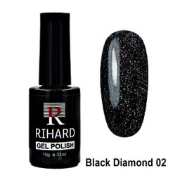 Rihard Gel Polish Black Diamond 02 Гель-лак "Черный бриллиант", 10 мл