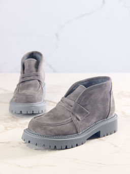 Полуботинки 304.taskanagr.Серый замок замша/байка
