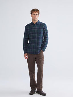 Regular Fit Uzun Kollu Ekose Gabardin Erkek G?mlek