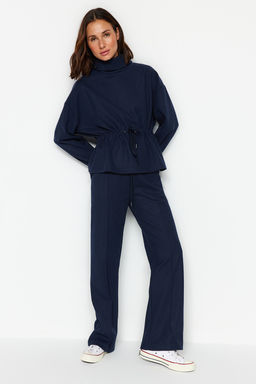 Gri Melanj Selanik Kumas Nervur Detayl? Cepli Genis Duz Orme Esofman Alt? Pantolon TWOAW24EA00021 - Trendyolmilla фото 7