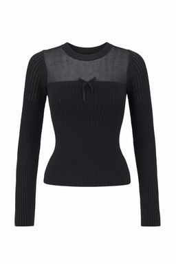 Siyah Merserize Gorunumlu Premium/Ozel Iplikli Transparan Detayl? Triko Kazak TWOAW26KZ00019 - Trendyolmilla фото 5