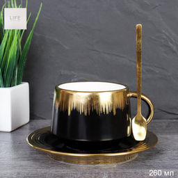 Цена за 1 шт. Чайный набор 260 мл 3 предмета с ложкой / RC-6197-1 /уп 48/ - Галеонтрейд фото 2