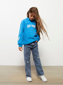 Y?rt?k Detayl? K?z ?ocuk Jean Pantolon