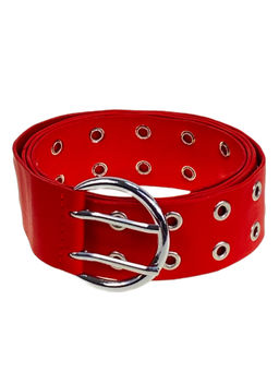 Ремень женский с люверсами из искусственной кожи, цвет красный