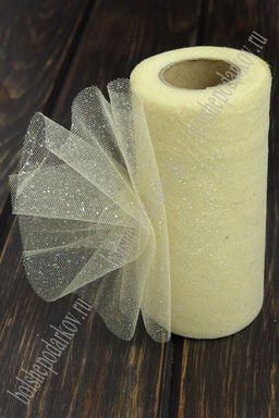 Фатин с блестками 15 см*25 ярд (SF-604) бежевый