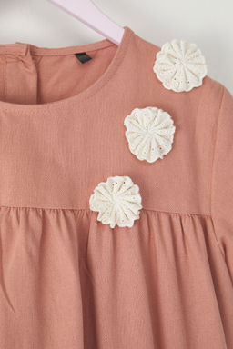 Ac?k Mavi K?z Cocuk %100 Pamuk Mini Cicekli K?sa Kollu Bayraml?k Dokuma Elbise TKDSS25EL00021 - Trendyolmilla фото 8