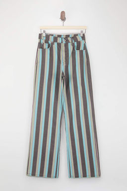 _ok Renkli D_K_ML_ _izgili Bask_l_ %100 Pamuk Y_ksek Bel Wide Leg Jeans TWOSS26JE00232 - Trendyolmilla фото 5