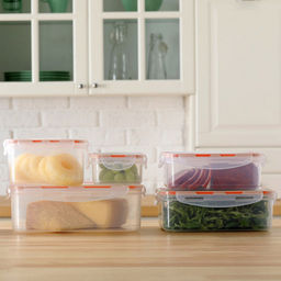 Modena Контейнер для продуктов пластмассовый 1,2л, квадратный, 15,5х15,5х8,6см, прозрачный, с красной оконтовкой, подходит для СВЧ (Россия) - Домашняя мода фото 3