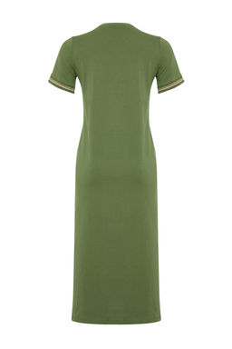 TRENDYOLMILLA Lacivert Triko Bant Detayl? Bisiklet Yaka K?sa Kol Esnek Midi Orme Maxi Elbise TWOSS24EL00121  фото 12