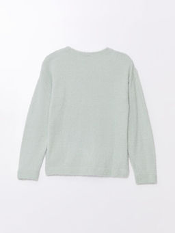 Bisiklet Yaka ?i?ekli K?z ?ocuk Triko Kazak - Waikiki фото 3