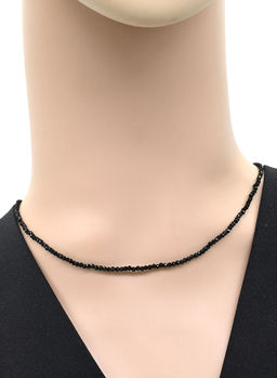 Чокер на шею женский из циркона шарик граненый 2мм цвет черный, 39см - Радуга камня фото 2