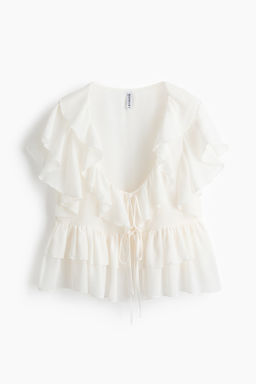 Flounced tie-front blouse - H&m фото 3