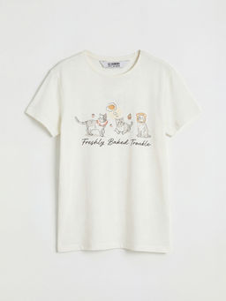 Bisiklet Yaka Bask?l? K?z ?ocuk Pijama Tak?m