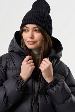 Пальто пуховое свободного силуэта черное