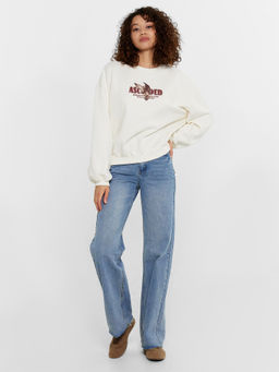 Свитшот женский кремовый с принтом молочный +печать 122935