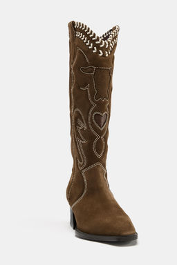 LEATHER EMBROIDERED BOOTS