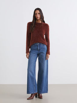 Bisiklet Yaka Kad?n Pel?? Triko Kazak