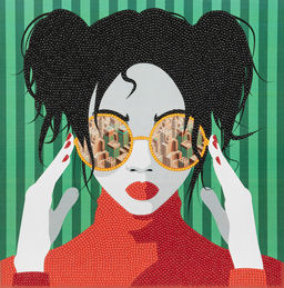 Кристальная (алмазная) мозаика ФРЕЯ ALBP-274 постер Девушка в красном 30 х 30 см