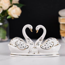 Статуэтка Влюбленные лебеди 9,5х17 см / B1981-1 /уп 36/ - Галеонтрейд фото 2