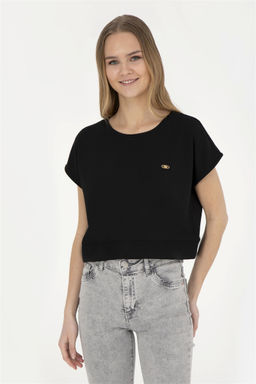 Женская черная футболка с круглым вырезом - U.s. polo assn фото 3