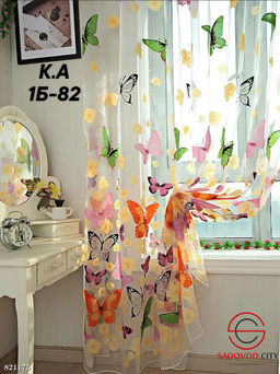 Тюль с рисунком бабочек