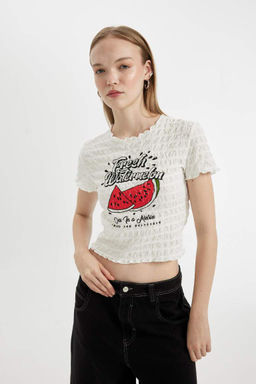 Крутая футболка с короткими рукавами и круглым вырезом с принтом Bubble - Defacto фото 7