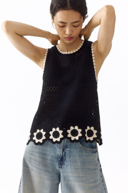 Crochet-look hole-knit top - H&m фото 2