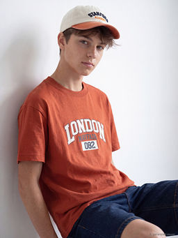 Bisiklet Yaka London Bask?l? Erkek ?ocuk Ti??rt