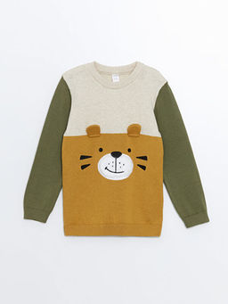 Bisiklet Yaka Nak??l? Erkek Bebek Triko Kazak