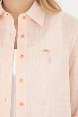 Женская рубашка лососевого цвета с длинным рукавом - U.s. polo assn фото 7