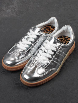 03-B6C-7C GREY/SILVER Кеды женские (натуральная кожа)