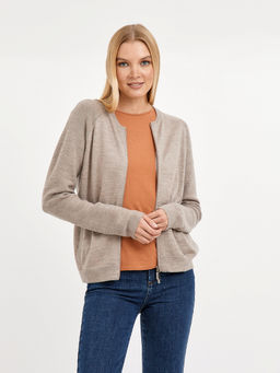 кардиган женский бежевый из шерсти на молнии