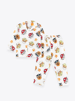 Polo Yaka Uzun Kollu Paw Patrol Bask?l? Erkek Bebek Pijama Tak?m?