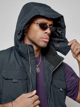 Куртка - жилетка трансформер с подогревом 2 в 1 мужская зимняя темно-синего цвета 6668TS - Mtforce фото 19