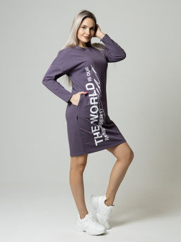 Платье женское П-163 (футер с лайкрой) Серо-лиловая