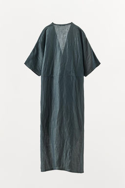 LINEN BLEND DRESS WITH CONTRAST TIE - Zara фото 8