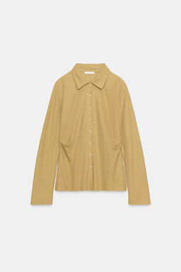 CAMISETA PLIEGUES BOTONES / Aceite - Zara фото 4