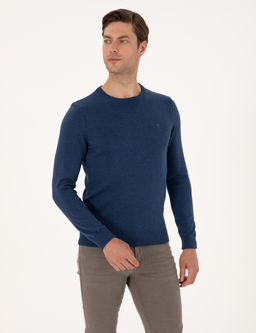 _ndigo Melanj Slim Fit Bisiklet Yaka Basic Triko Kazak