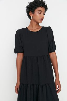 Siyah Genis Kesim Volanl? Midi Dokuma Elbise TWOSS22EL1259 - Trendyolmilla фото 3
