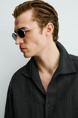 CAMISA BOXY FIT JACQUARD RAYAS / Negro - Zara фото 6