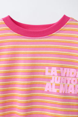 CAMISETA RAYAS Y ESTAMPADO / Naranja - Zara фото 5