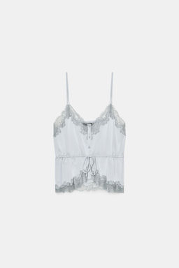 SATIN TOP WITH LACE TRIM - Zara фото 14